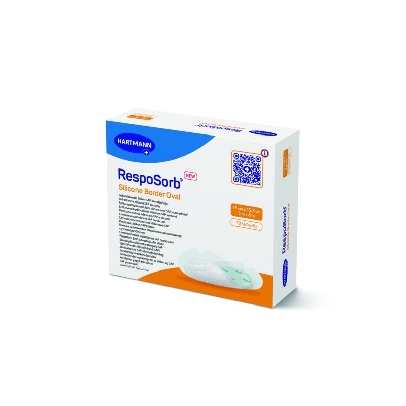 Pansement RespoSorb® Silicone Border Oval 13x15,5 cm - Bte 10 - PACK 2 BOITES GRATUITES