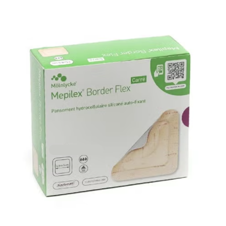 Mepilex Border Flex Carré 7,5 cm x 8,5 cm (Compresse : 4,5 cm x 4,5 cm)