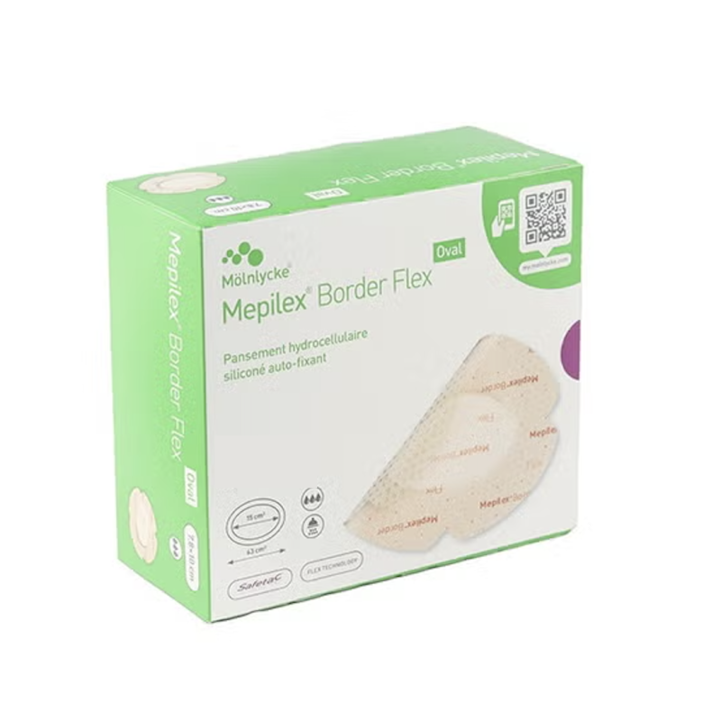 Mepilex Border Flex Oval 13,5 cm x 16,5 cm (Compresse : 9 cm x 12 cm)