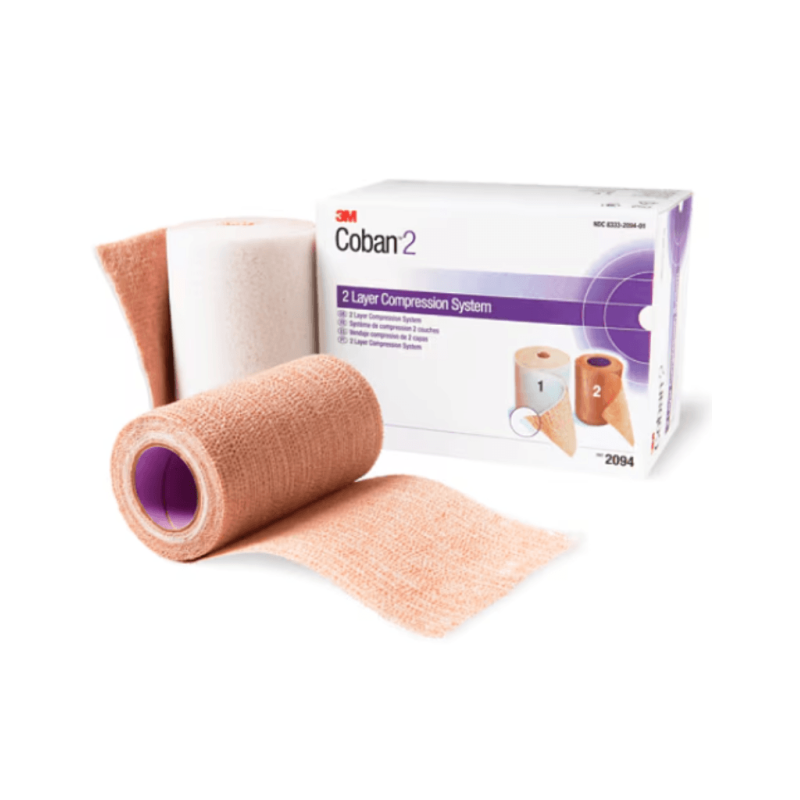 3M™ Coban™2  - 1 bande de confort 10 cm x 2,7  m + 1 bande de compression cohésive 10 cm x 4,7 m
