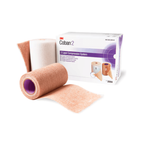 3M™ Coban™2  - 1 bande de confort 10 cm x 2,7  m + 1 bande de compression cohésive 10 cm x 4,7 m