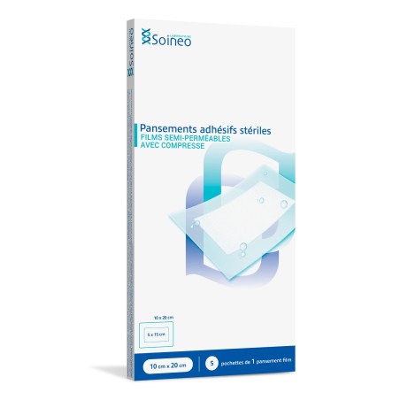 PANSEMENTS ADHESIFS PU STERILES - 10cm x 20cm /5